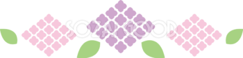 ライン状に並ぶ幾何学的なピンクと紫のかわいい紫陽花イラスト無料フリー83734