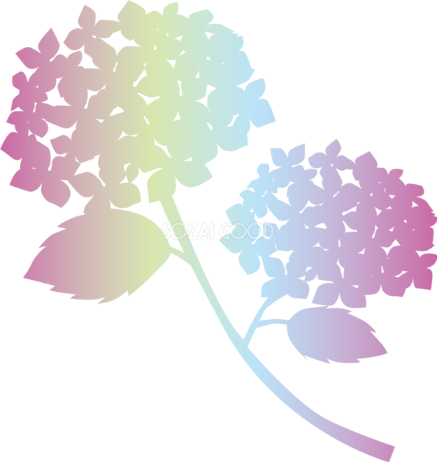 虹色グラデのおしゃれ綺麗な紫陽花イラスト無料フリーイラスト756 素材good