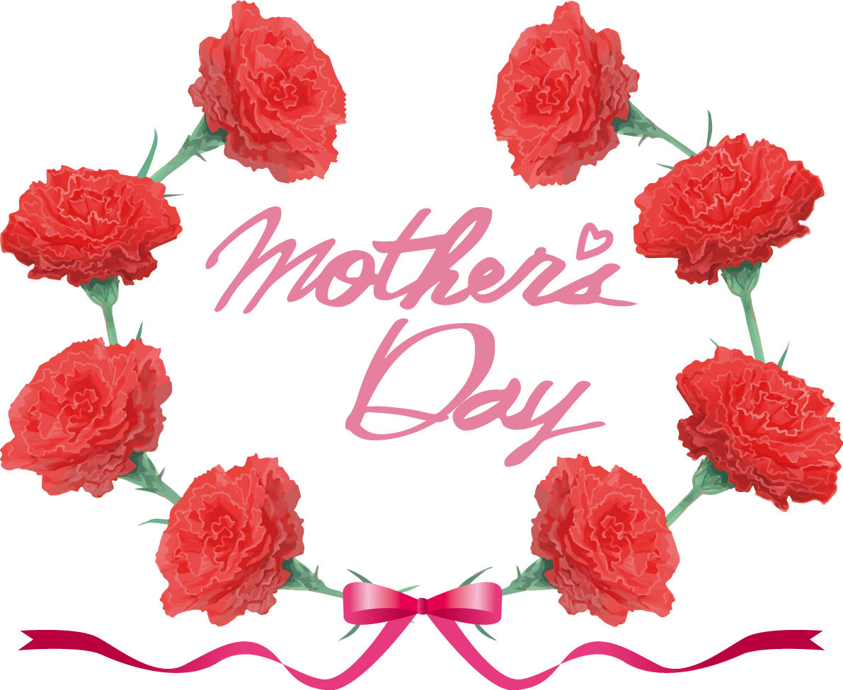 フレーム枠カーネーションイラストで囲まれたロゴ文字「mother's Day」83761に写真・文字を入れる