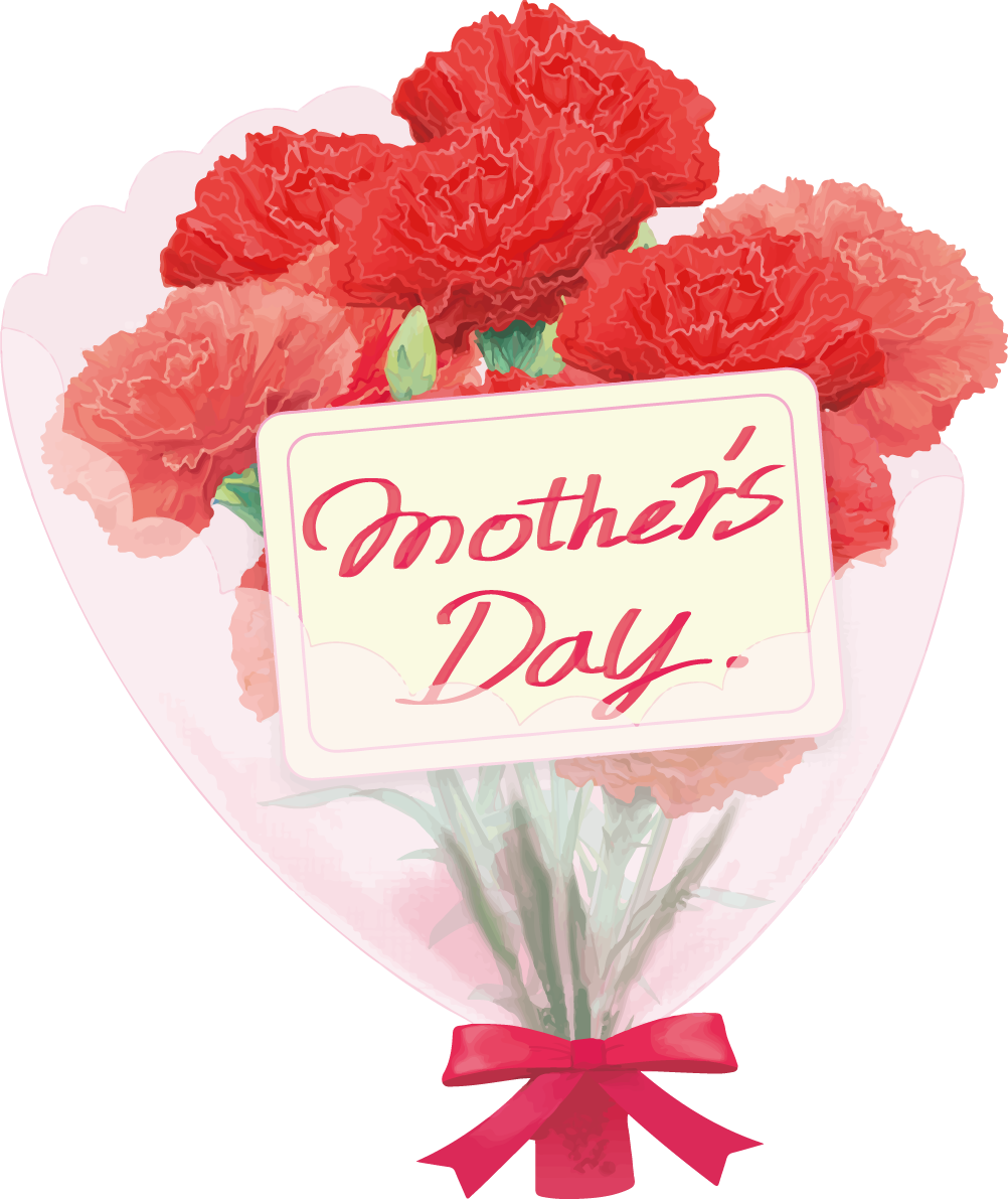 ロゴ文字「mother's Day」おしゃれ綺麗カーネーションイラスト母の日無料フリー83770に写真・文字を入れる