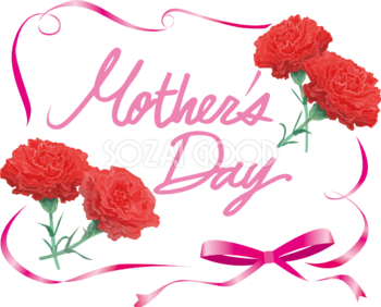 母の日にフレーム枠リボンとカーネーションイラスト枠に文字 Mother S Day 775 素材good