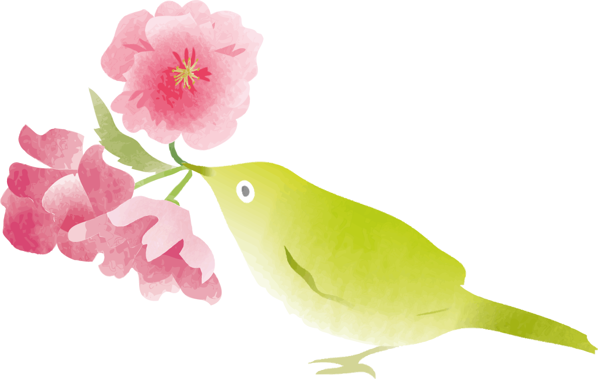 かわいいウグイスと桜の無料フリーイラスト83781に写真・文字を入れる