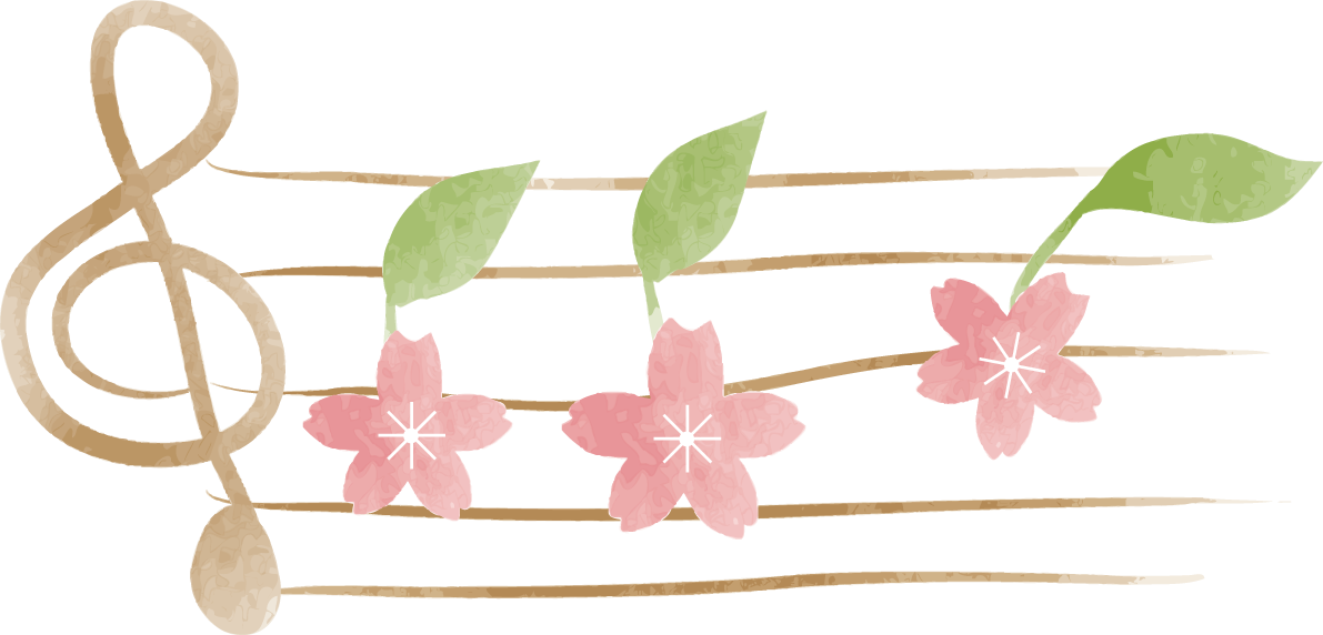 かわいい五線譜と音符の桜無料フリーイラスト83783に写真・文字を入れる