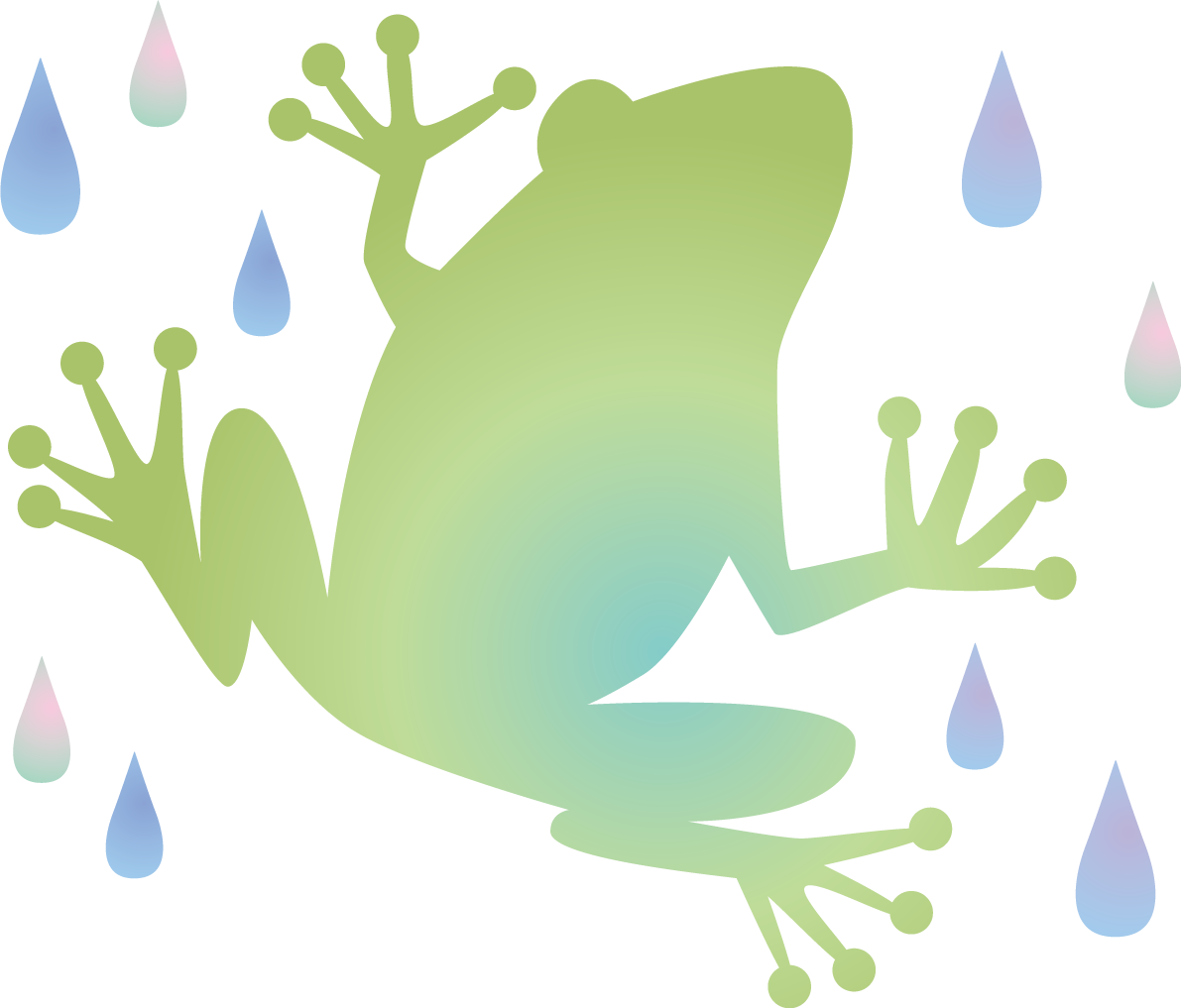 カエルと水滴のおしゃれかわいい梅雨の無料フリーイラスト83794に写真・文字を入れる