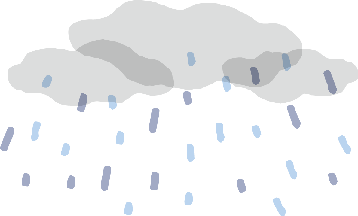 3つの重なる雲と雨のかわいい梅雨の無料フリーイラスト83807に写真・文字を入れる