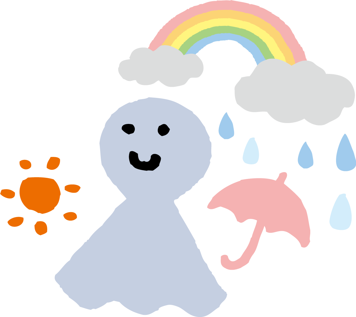 お天気モチーフとてるてる坊主のかわいい梅雨の無料フリーイラスト83812に写真・文字を入れる