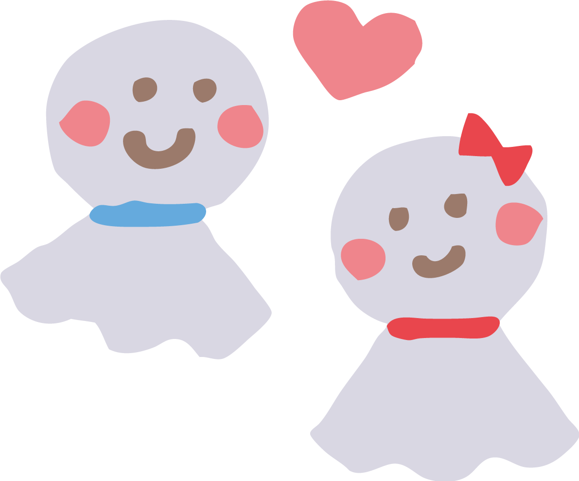 てるてる坊主のカップルのかわいい梅雨の無料フリーイラスト83822に写真・文字を入れる