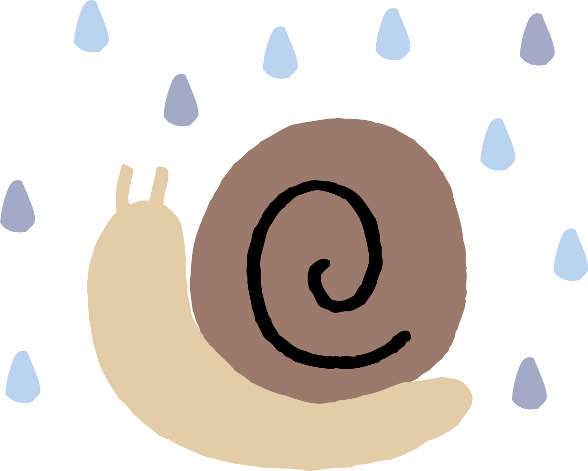 雨とカタツムリ(でんでん虫)のかわいい梅雨の無料フリーイラスト83828に写真・文字を入れる