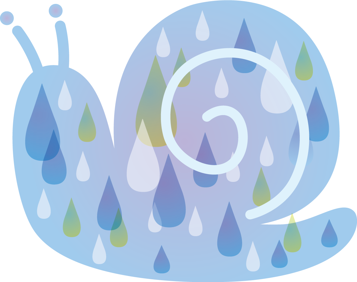 綺麗な雨粒模様のカタツムリのかわいい梅雨の無料フリーイラスト83832に写真・文字を入れる