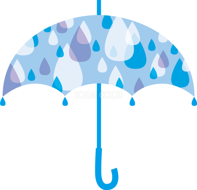 雨粒模様の傘のかわいい梅雨の無料フリーイラスト83833 | 素材Good