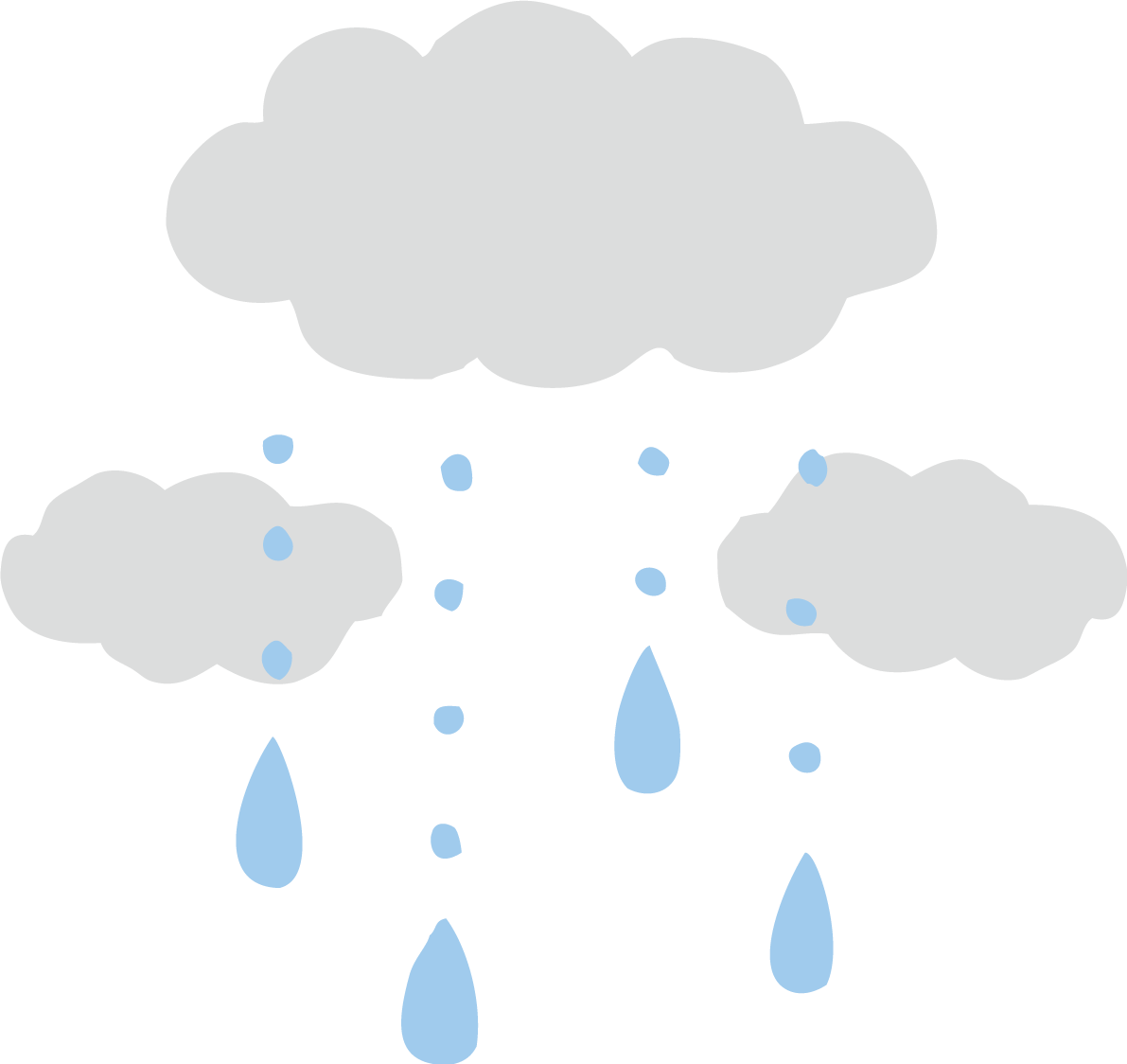 雲とモビール風の雨粒のかわいい梅雨の無料フリーイラスト83834に写真・文字を入れる