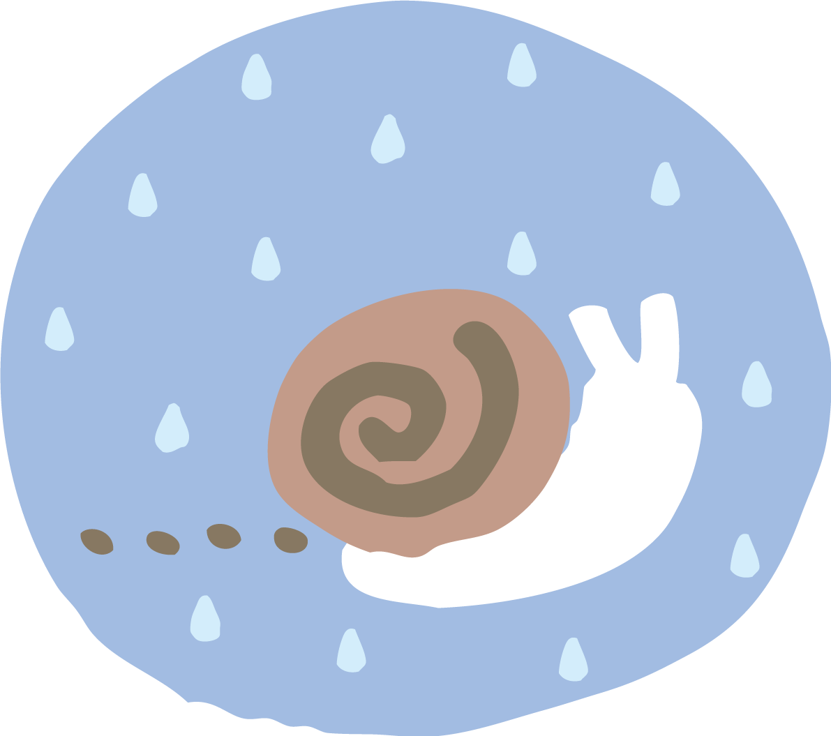 円の中にカタツムリ(でんでん虫)と雨 のかわいい梅雨の無料フリーイラスト83838に写真・文字を入れる