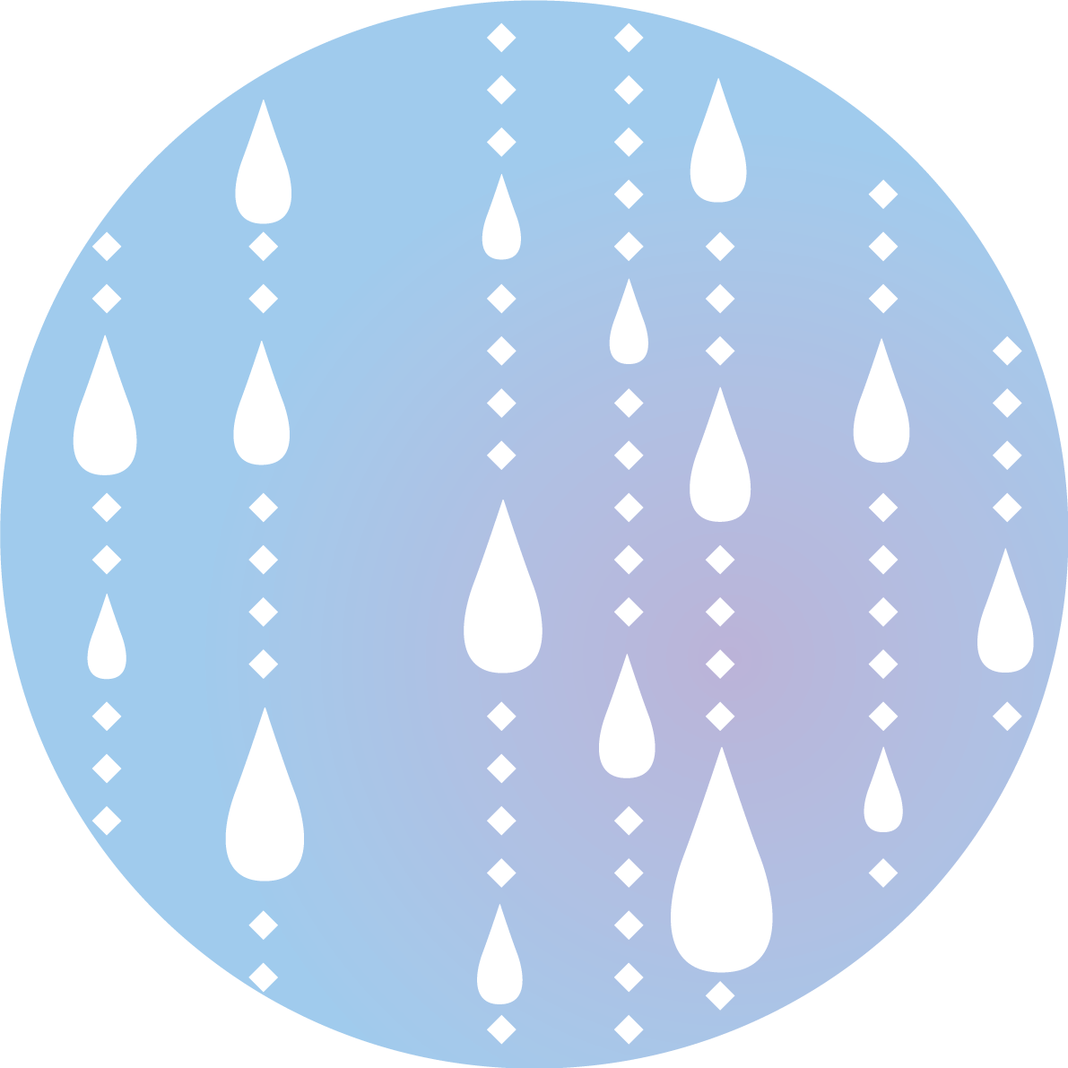円の中にモビール風の雨粒模様のかわいい梅雨の無料フリーイラスト83840に写真・文字を入れる