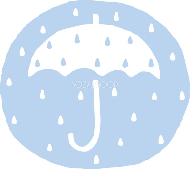 円の中に雨粒と傘のかわいい梅雨の無料フリーイラスト841 素材good