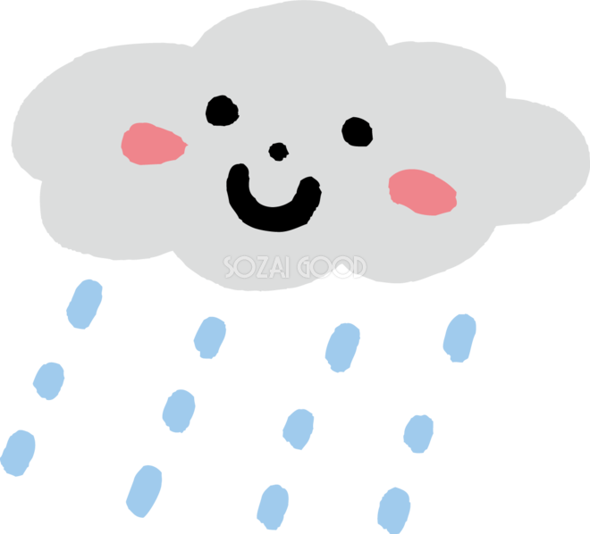 擬人化した雲と雨 のかわいい梅雨の無料フリーイラスト83843 素材good