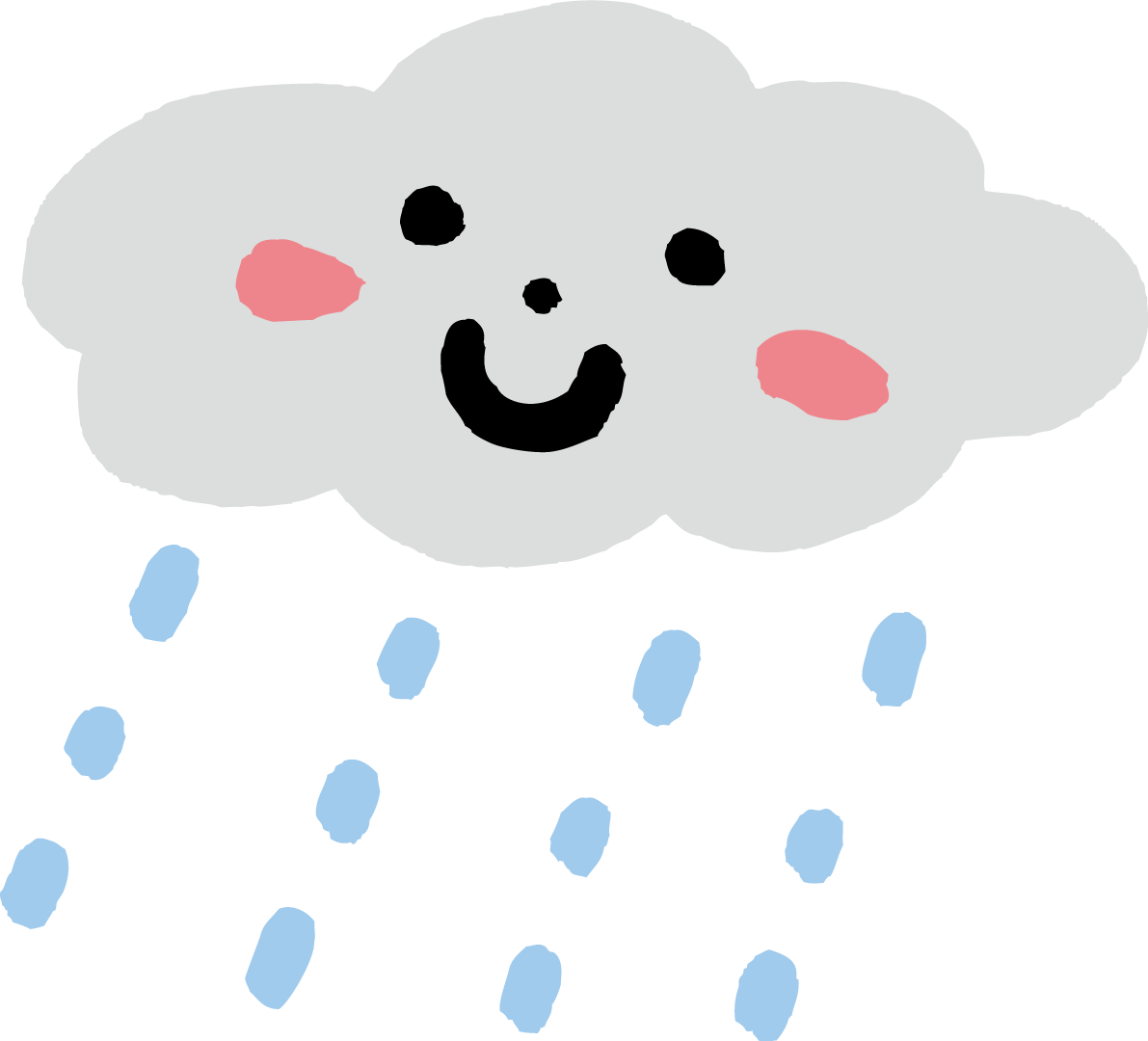 擬人化した雲と雨 のかわいい梅雨の無料フリーイラスト83843に写真・文字を入れる
