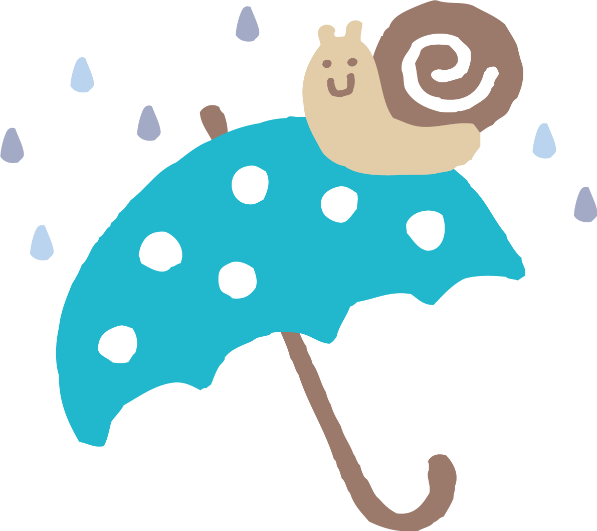 傘の上にカタツムリ(でんでん虫)のかわいい梅雨の無料フリーイラスト83846に写真・文字を入れる