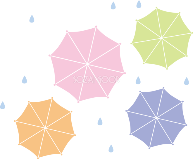 上から見たたくさんの傘のかわいい梅雨の無料フリーイラスト848 素材good