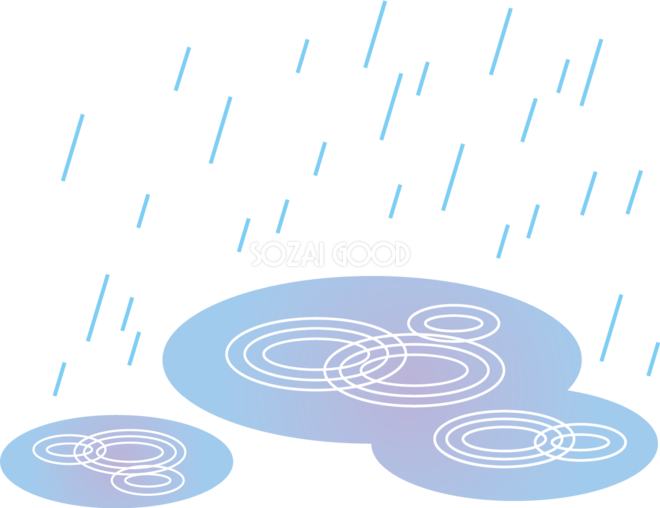 水たまりと雨のかわいい梅雨の無料フリーイラスト83852 素材good