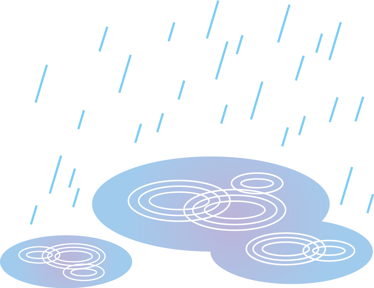 水たまりと雨のかわいい梅雨の無料フリーイラスト83852に写真・文字を入れる