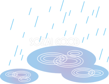 水たまりと雨のかわいい梅雨の無料フリーイラスト83852 素材good