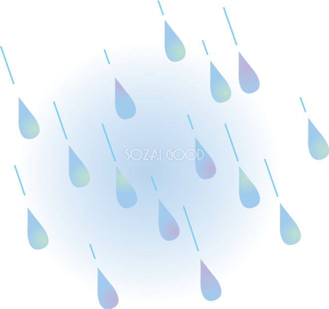 青い光とグラデーションの雨のかわいい梅雨の無料フリーイラスト853 素材good