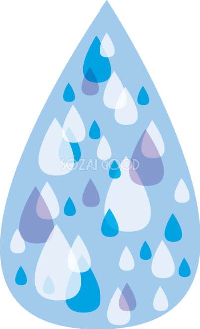 大きな雨粒の中に雨粒模様のかわいい梅雨の無料フリーイラスト858 素材good