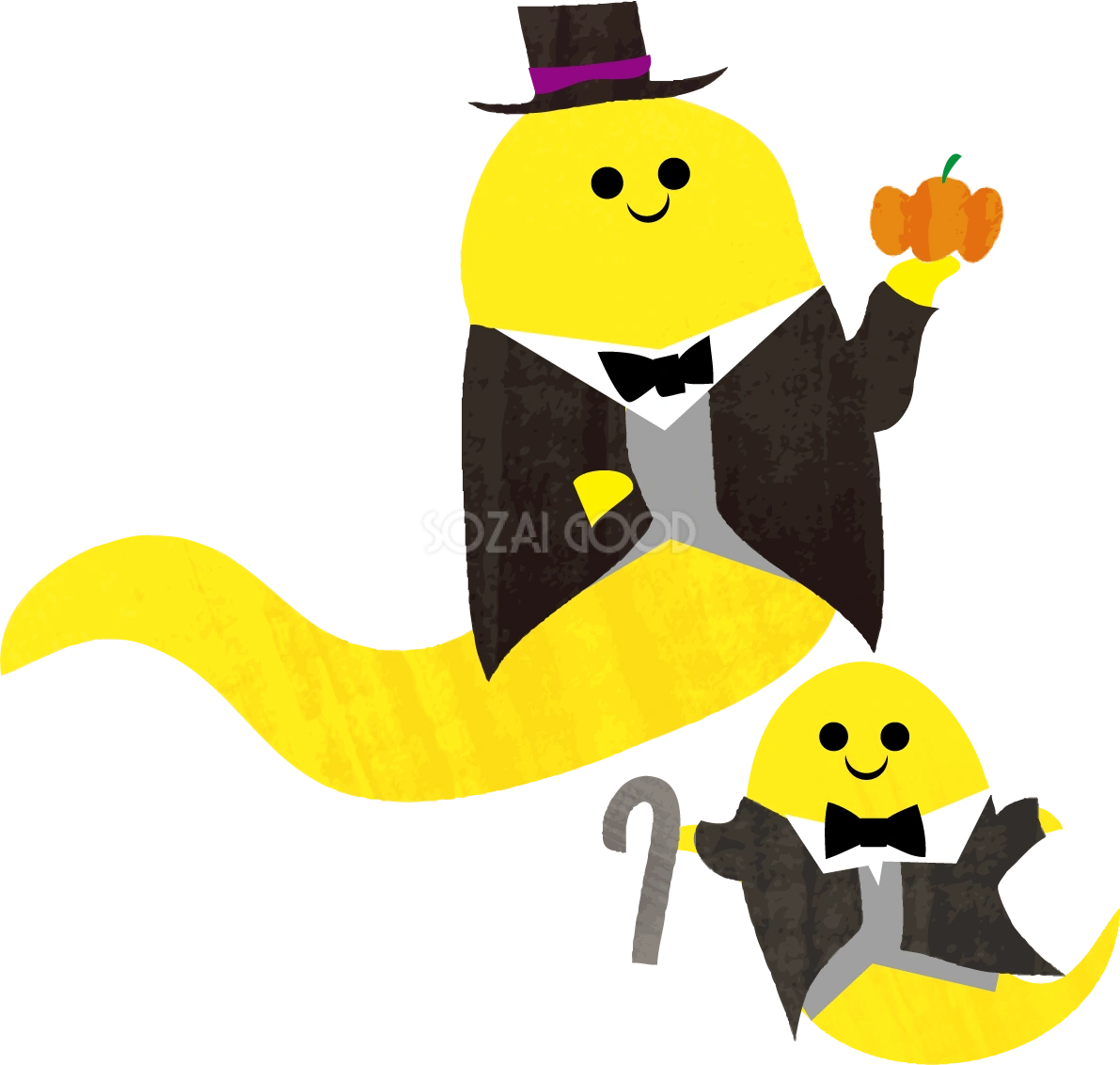 おばけのタキシード-かわいいハロウィンの無料イラスト84017