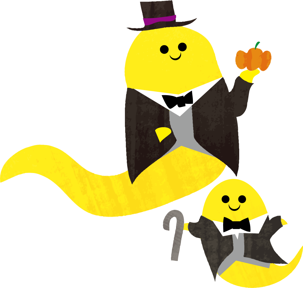 おばけのタキシード-かわいいハロウィンの無料イラスト84017に写真・文字を入れる