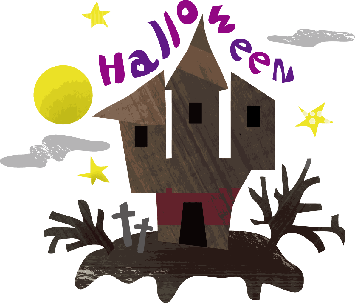 お城-かわいいハロウィンの無料イラスト84019に写真・文字を入れる