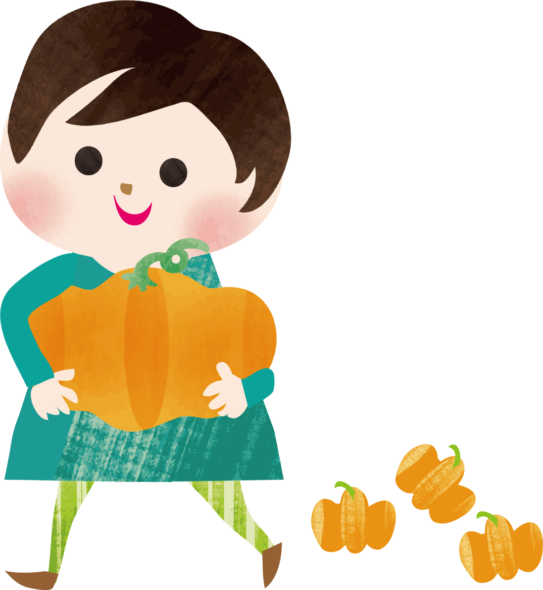 かぼちゃを運ぶ子ども-かわいいハロウィンの無料イラスト84023に写真・文字を入れる