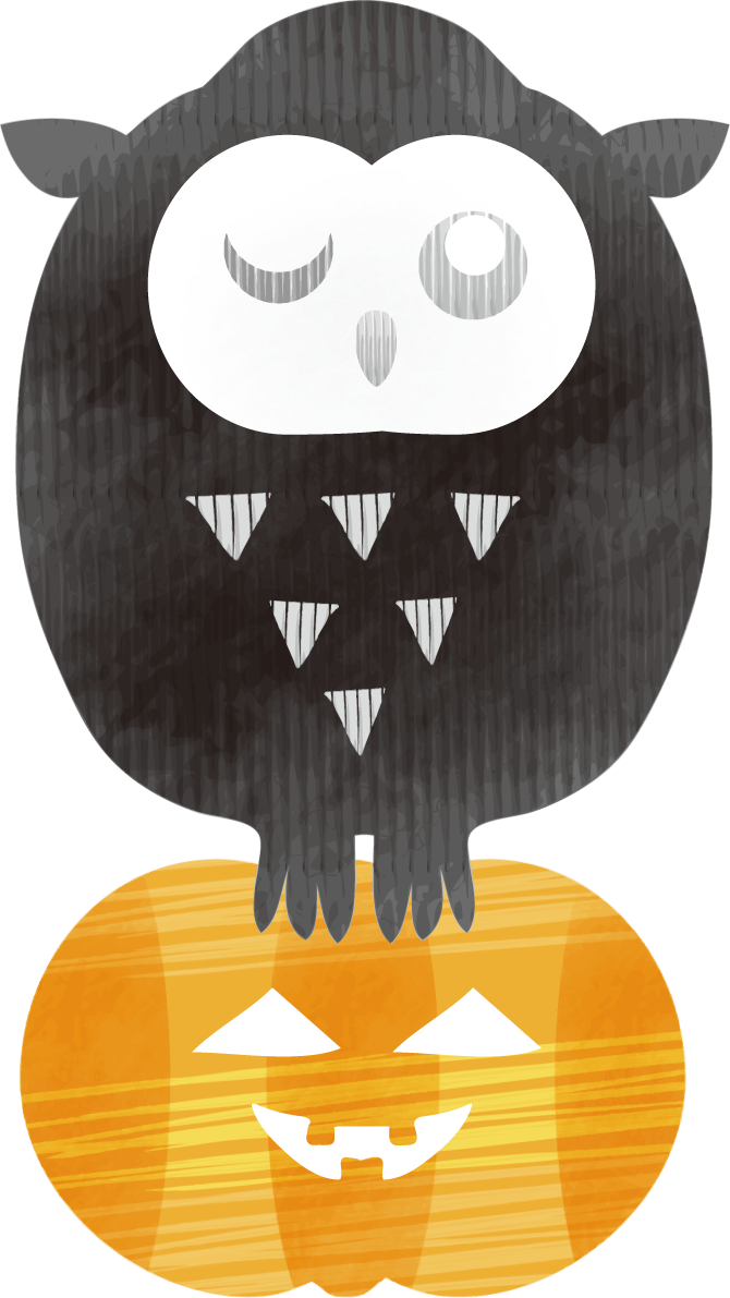 フクロウ-かわいいハロウィンの無料イラスト84026に写真・文字を入れる