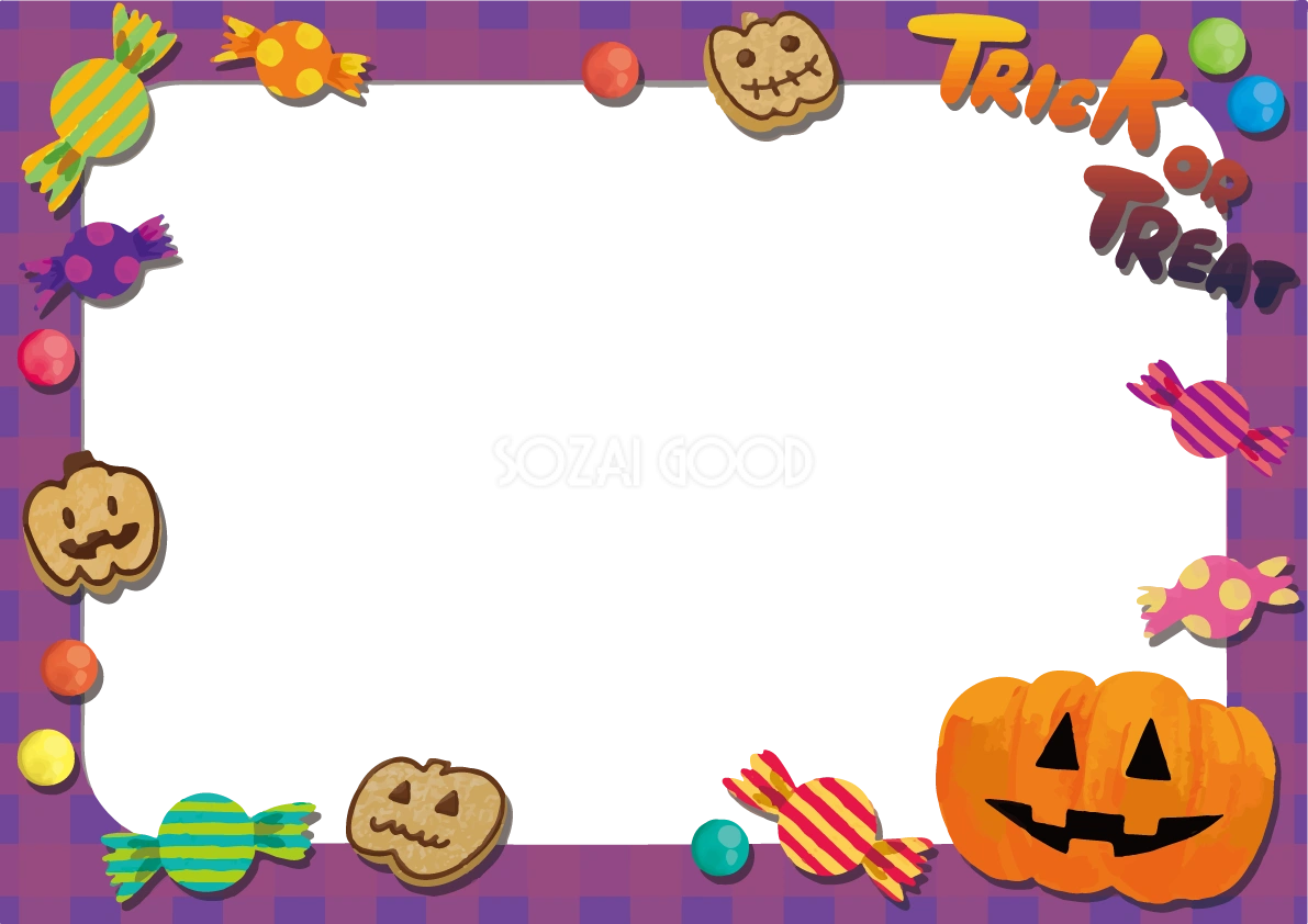 おしゃれかわいい(TRICKORTREAT)ハロウィンのフレーム枠イラスト(文字)無料フリー84044