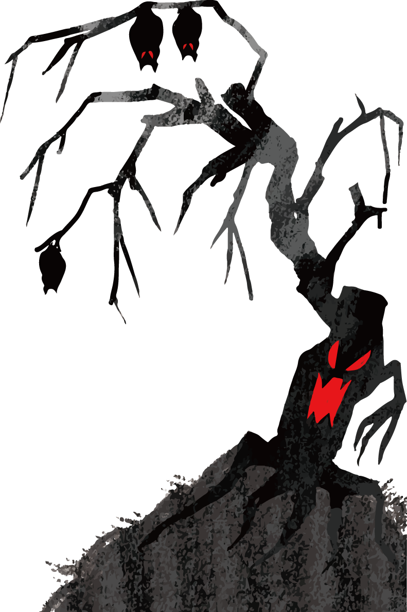おしゃれ(お化け樹木)ハロウィンのイラスト無料フリー84061に写真・文字を入れる