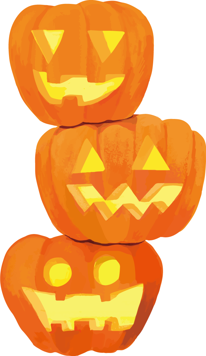 おしゃれ(ジャックオーランタンが３つ重なる)ハロウィンのイラスト無料フリー84065に写真・文字を入れる
