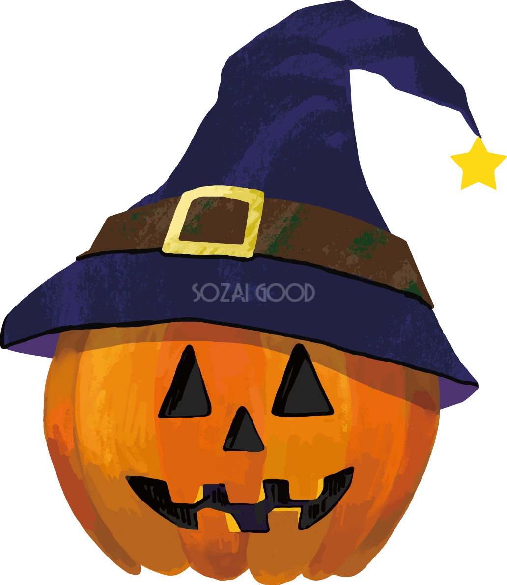 おしゃれ(ジャックオーランタン顔のみ)ハロウィンのイラスト無料フリー84066