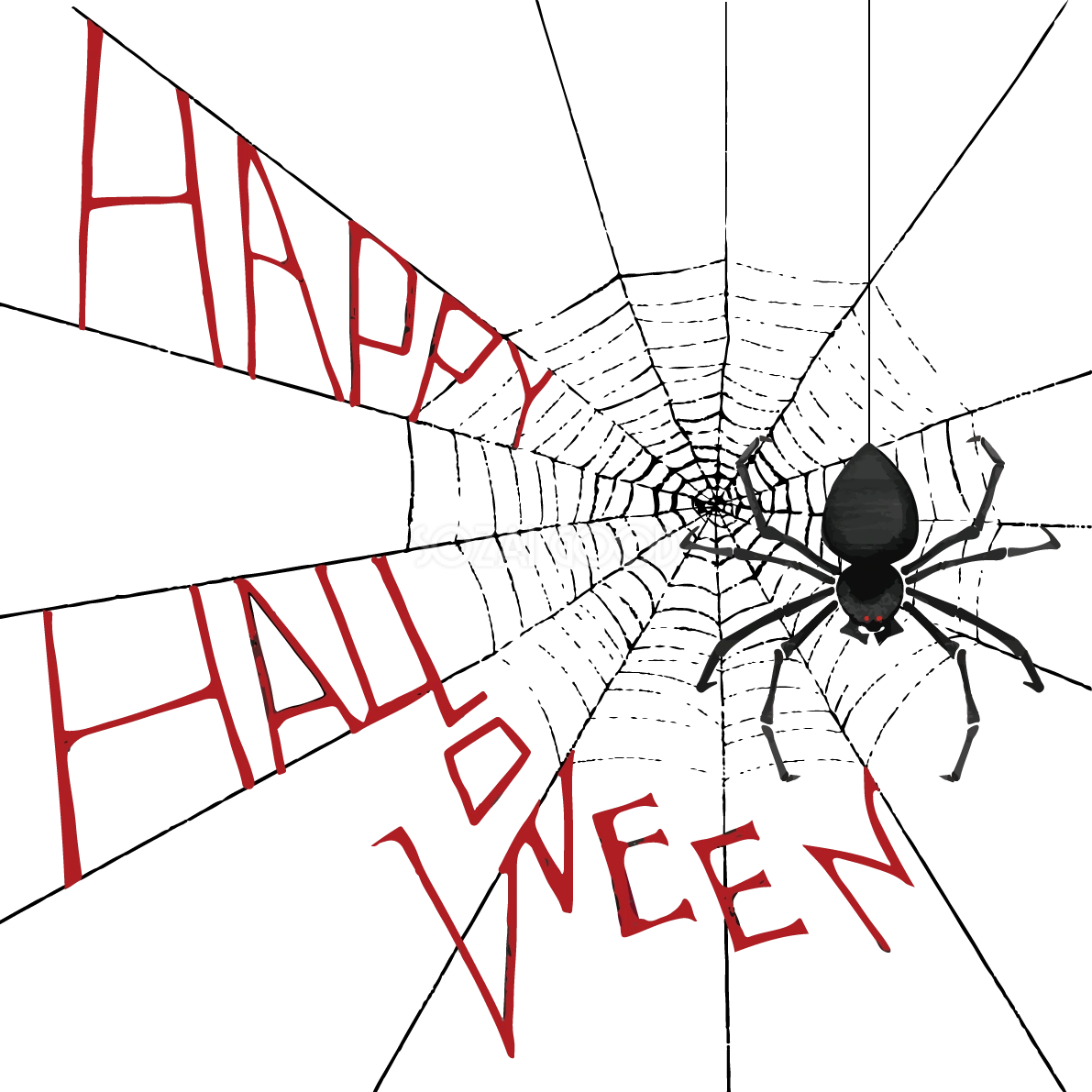 おしゃれ(蜘蛛)ハロウィン(文字入り)イラスト無料フリー84068