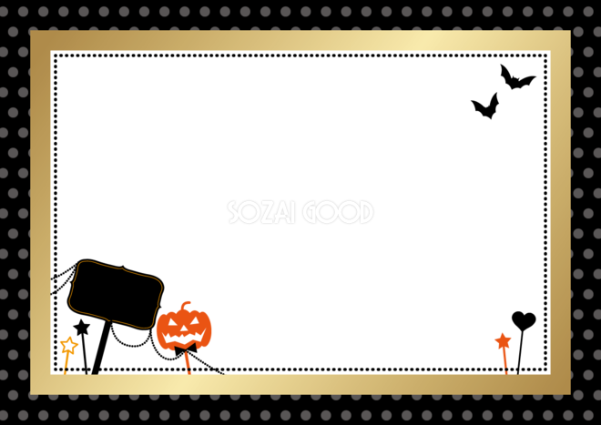 おしゃれハロウィン 空白看板にかぼちゃとコウモリ フレーム枠イラスト無料フリー 素材good