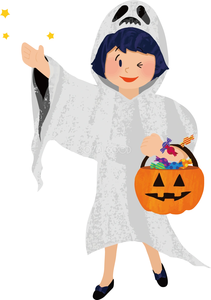 ハロウィン「女の子」かわいい仮装イラスト無料フリー84227