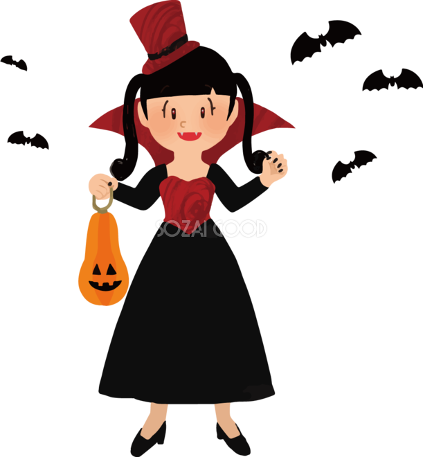 ハロウィン 女の子 ヴァンパイア かわいい仮装イラスト無料フリー 素材good