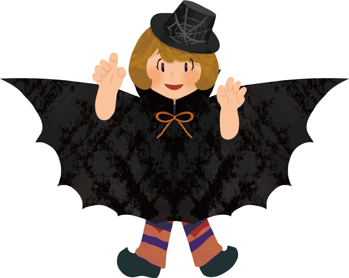 ハロウィン「女の子(コウモリ)」かわいい仮装イラスト無料フリー84231に写真・文字を入れる