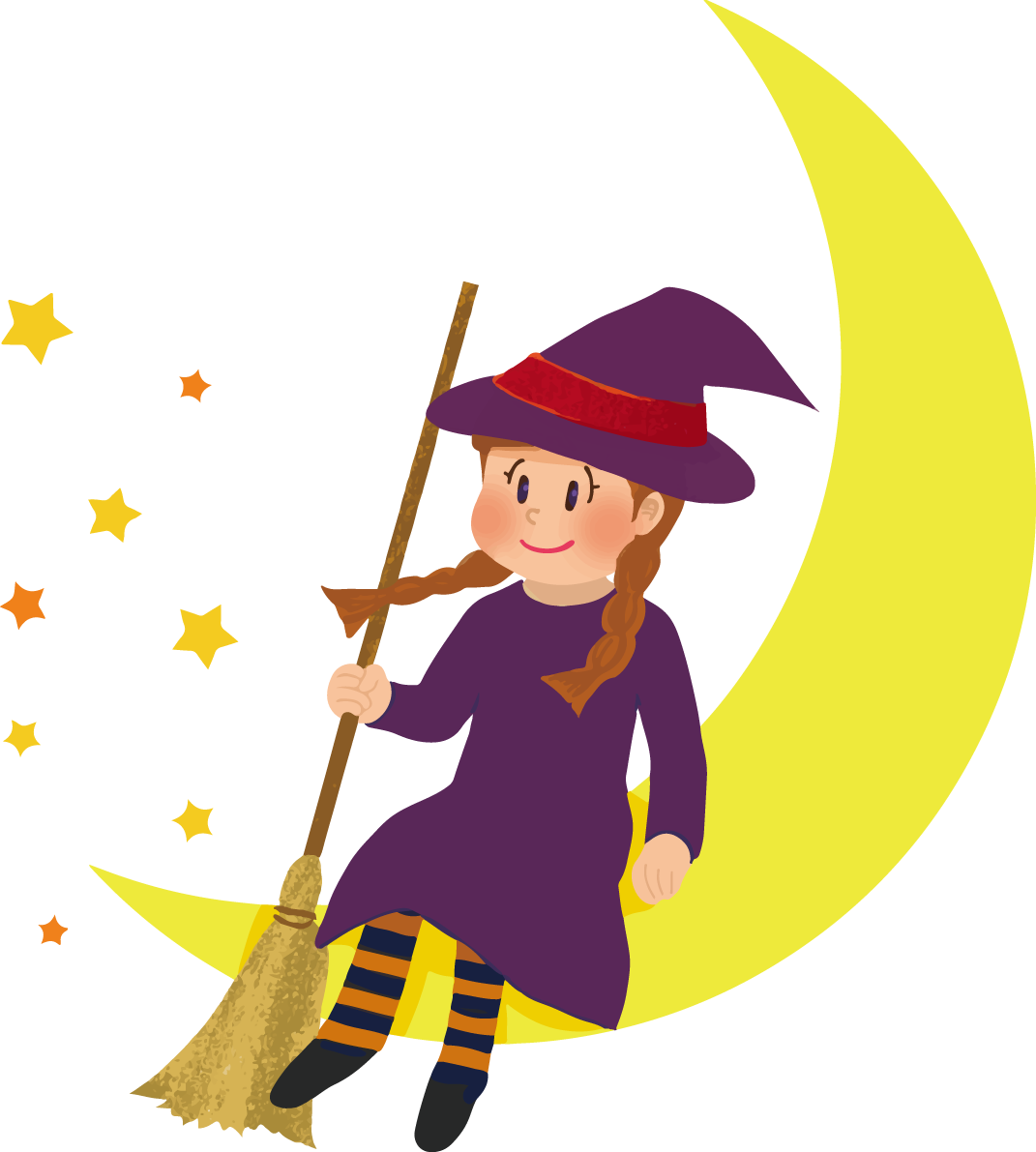 ハロウィン「女の子(月と魔女)」かわいい仮装イラスト無料フリー84234に写真・文字を入れる
