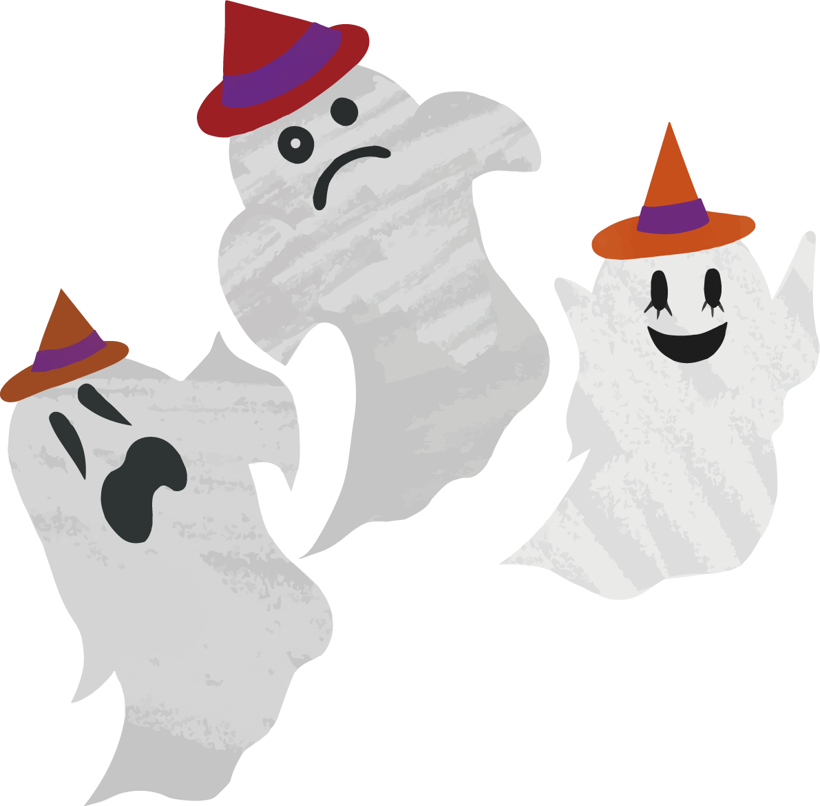 ハロウィン 「かわいいおばけたち」イラストかわいい無料フリー84240に写真・文字を入れる