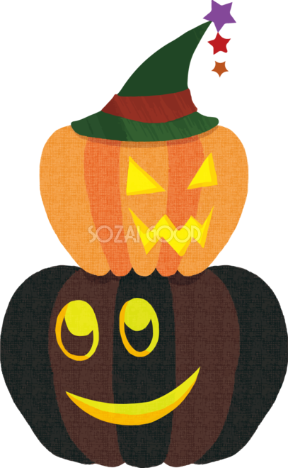 ハロウィン 2人のかぼちゃ顔 イラストかわいい無料フリー84247 素材good