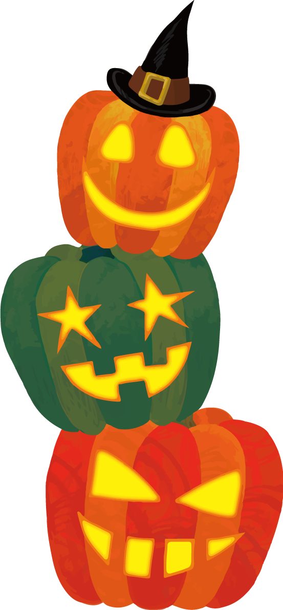 ハロウィン「かぼちゃト顔トリオ」イラストかわいい無料フリー84248に写真・文字を入れる