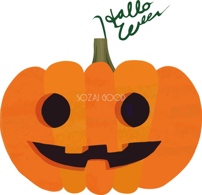ハロウィン かぼちゃ正面顔ジャックオーランタン イラストかわいい