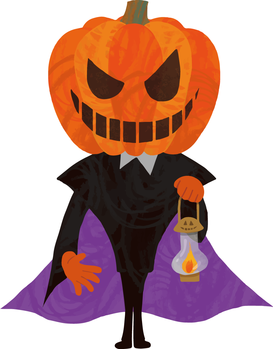 ハロウィン「かぼちゃ男爵」イラストかっこいい男 無料フリー84255に写真・文字を入れる