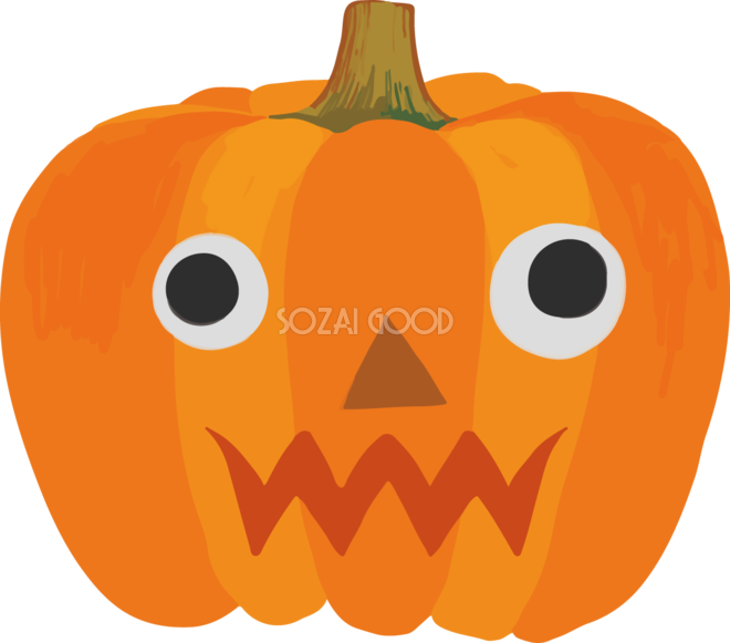 ハロウィン かぼちゃ変顔ジャックオーランタン イラストかわいい無料