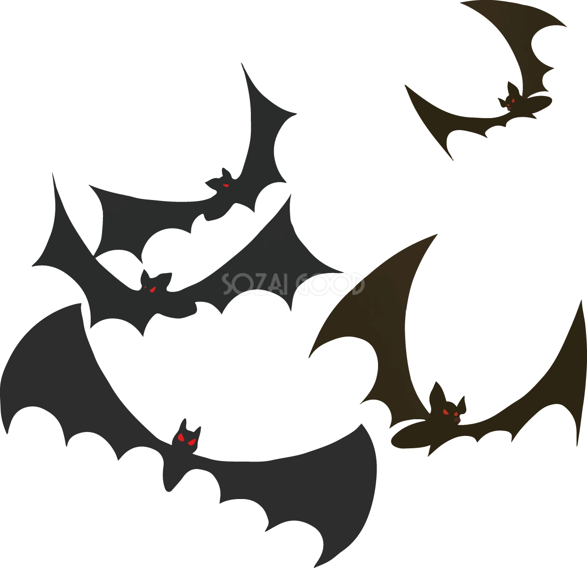 ハロウィン「コウモリ集団」イラスト怖い無料フリー84261