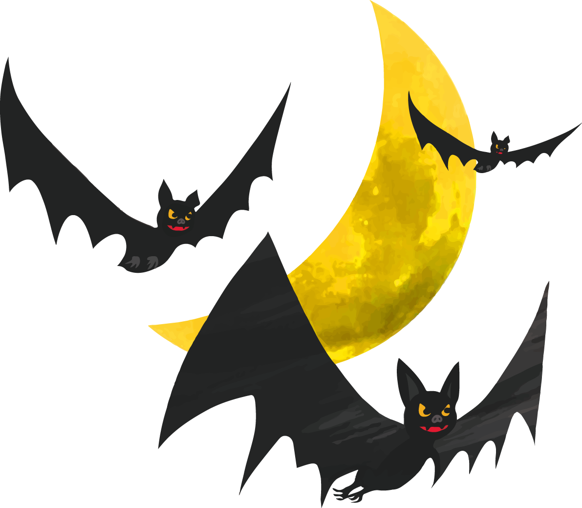 ハロウィン「月とコウモリ」イラスト悪そうで怖い無料フリー84266に写真・文字を入れる